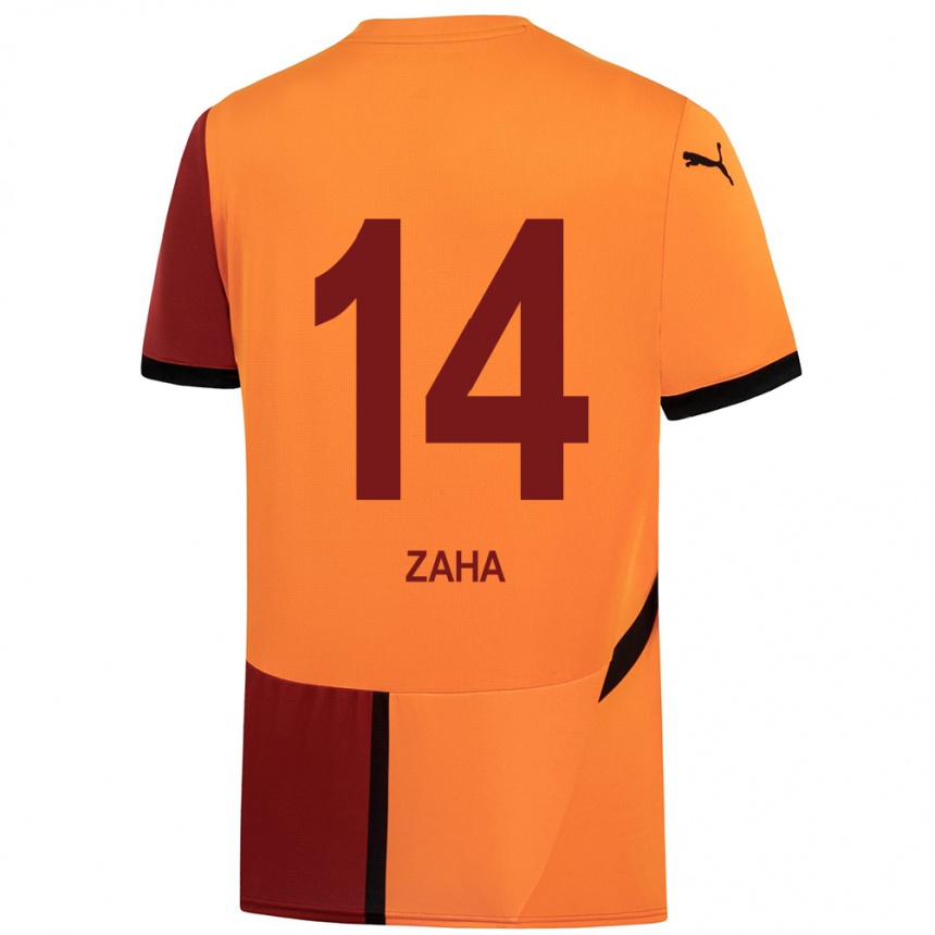 Kids Football Wilfried Zaha #14 Yellow Red Home Jersey 2024/25 T-Shirt Nz