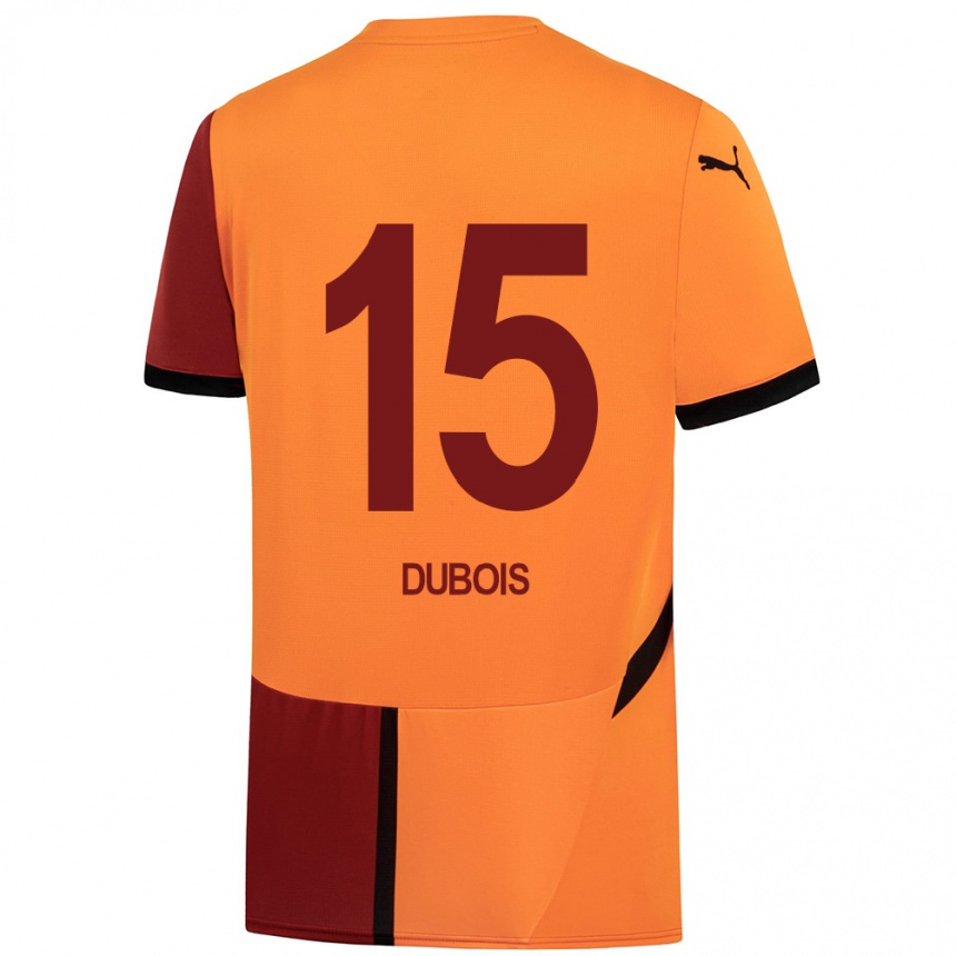 Kids Football Léo Dubois #15 Yellow Red Home Jersey 2024/25 T-Shirt Nz