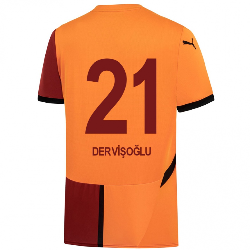 Kids Football Halil Dervişoğlu #21 Yellow Red Home Jersey 2024/25 T-Shirt Nz