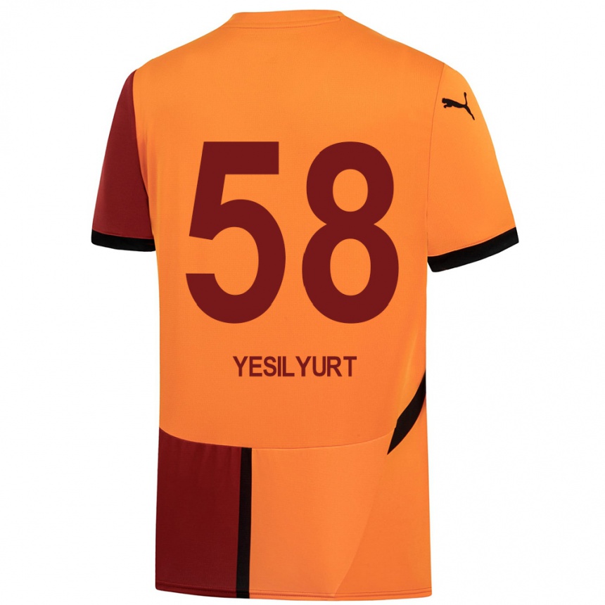 Kids Football Ali Yeşilyurt #58 Yellow Red Home Jersey 2024/25 T-Shirt Nz