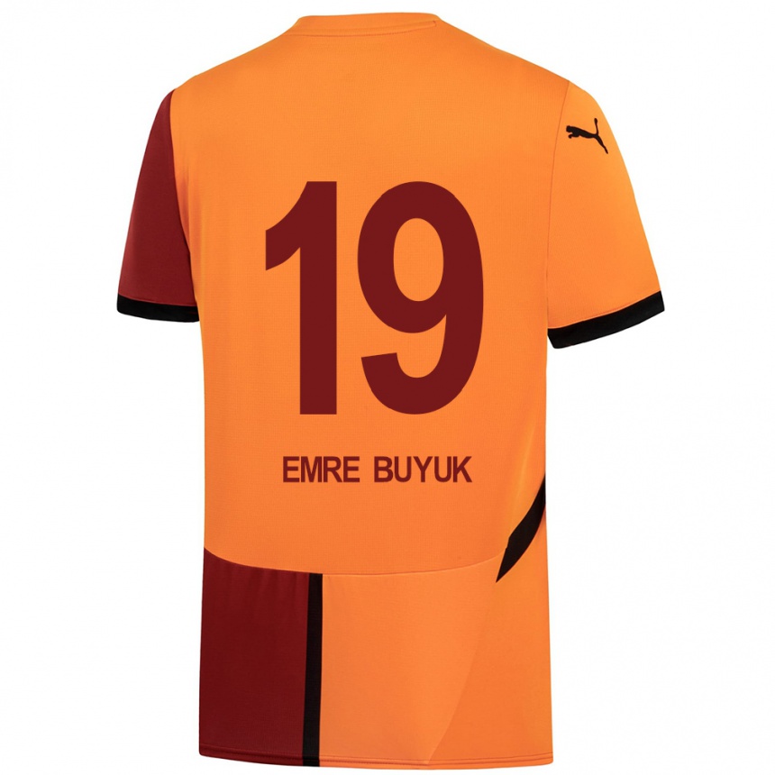 Kids Football Enes Emre Büyük #19 Yellow Red Home Jersey 2024/25 T-Shirt Nz