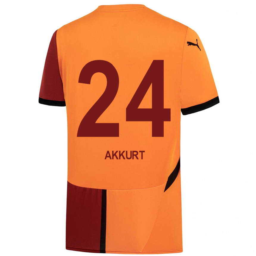 Kids Football Arzu Akkurt #24 Yellow Red Home Jersey 2024/25 T-Shirt Nz