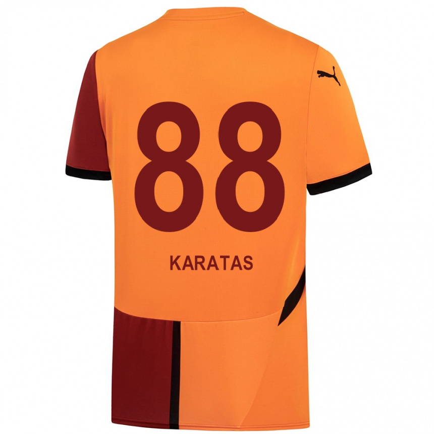 Kids Football Kazımcan Karataş #88 Yellow Red Home Jersey 2024/25 T-Shirt Nz