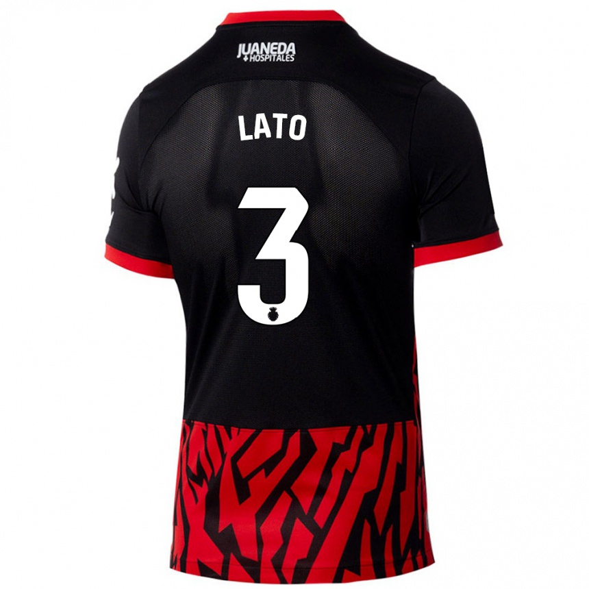 Kids Football Toni Lato #3 Black Red Home Jersey 2024/25 T-Shirt Nz