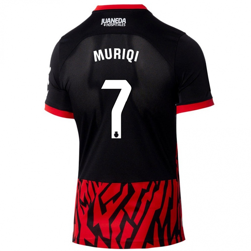 Kids Football Vedat Muriqi #7 Black Red Home Jersey 2024/25 T-Shirt Nz