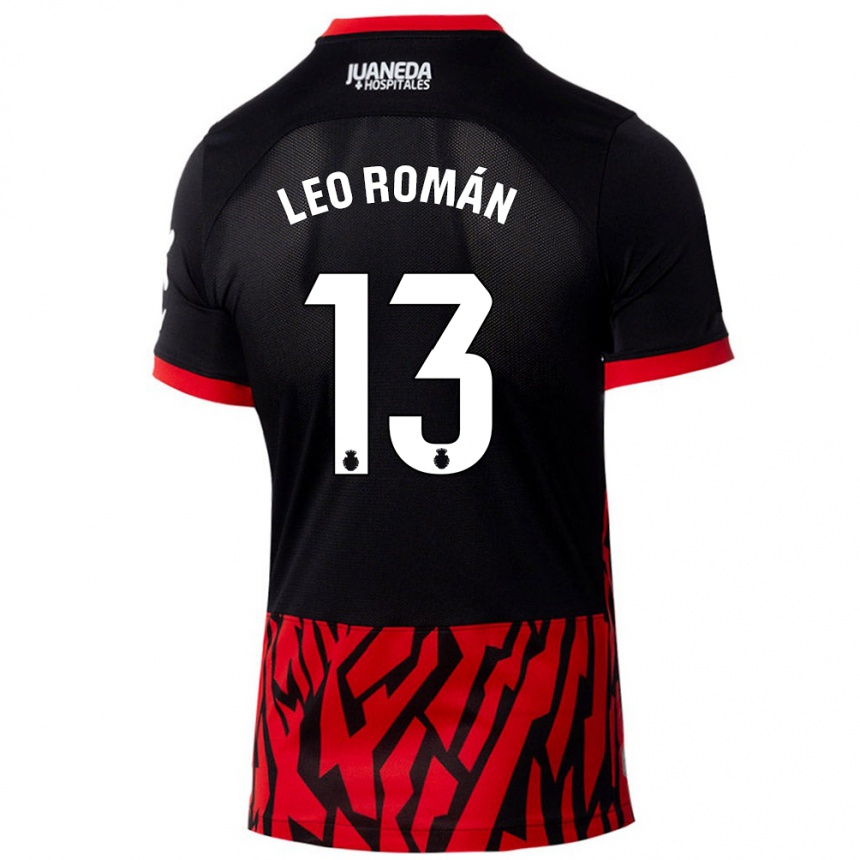 Kids Football Leo Román #13 Black Red Home Jersey 2024/25 T-Shirt Nz