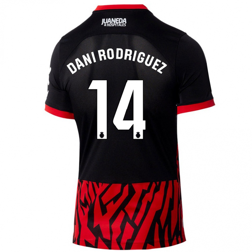 Kids Football Dani Rodríguez #14 Black Red Home Jersey 2024/25 T-Shirt Nz