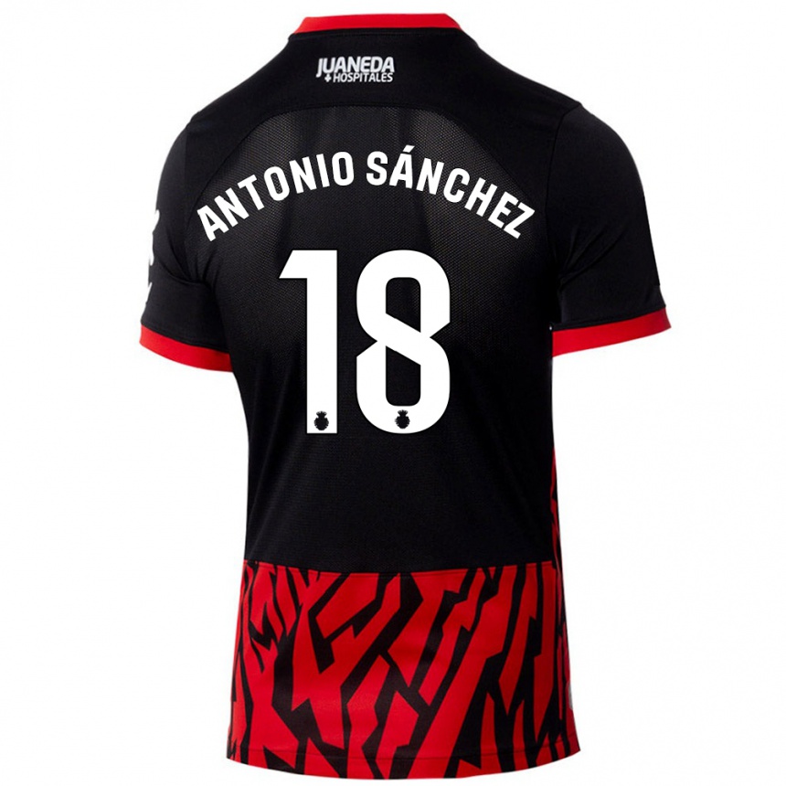 Kids Football Antonio Sánchez #18 Black Red Home Jersey 2024/25 T-Shirt Nz