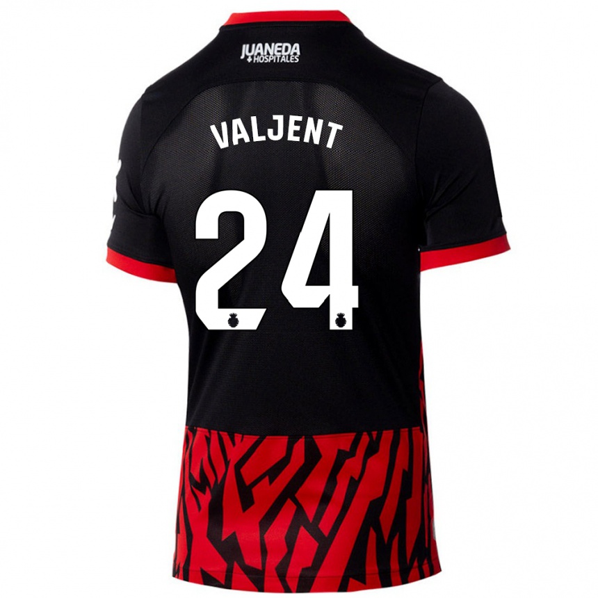 Kids Football Martin Valjent #24 Black Red Home Jersey 2024/25 T-Shirt Nz