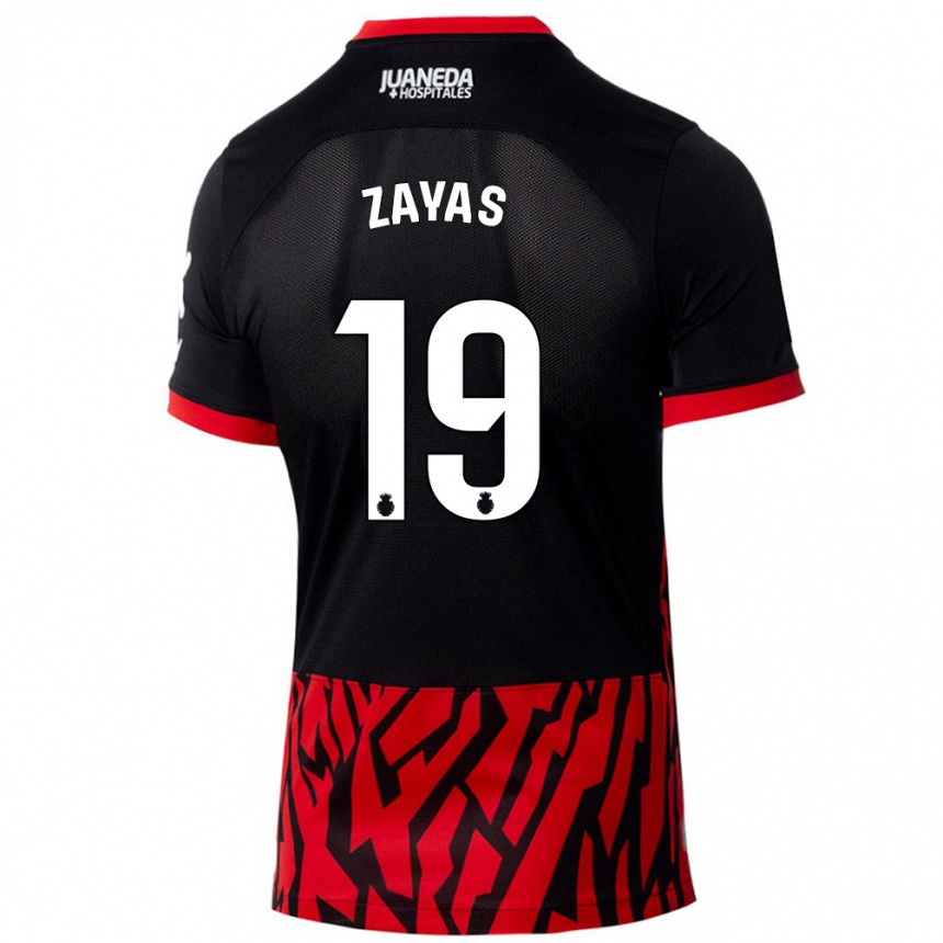 Kids Football Yosmel Zayas #19 Black Red Home Jersey 2024/25 T-Shirt Nz