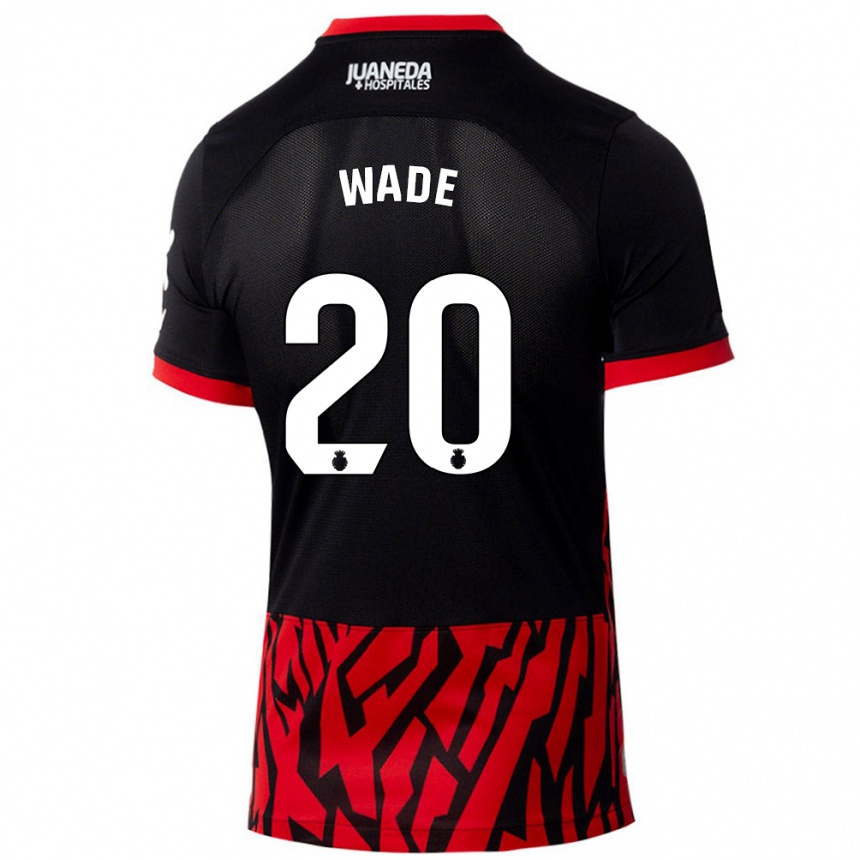 Kids Football Sebas Wade #20 Black Red Home Jersey 2024/25 T-Shirt Nz