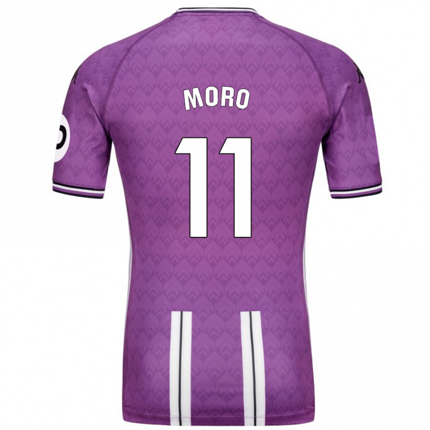 Kids Football Raúl Moro #11 Purple White Home Jersey 2024/25 T-Shirt Nz