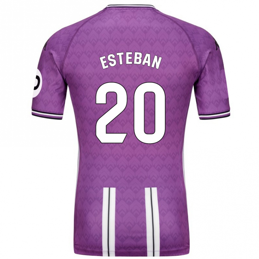 Kids Football Sergio Esteban #20 Purple White Home Jersey 2024/25 T-Shirt Nz