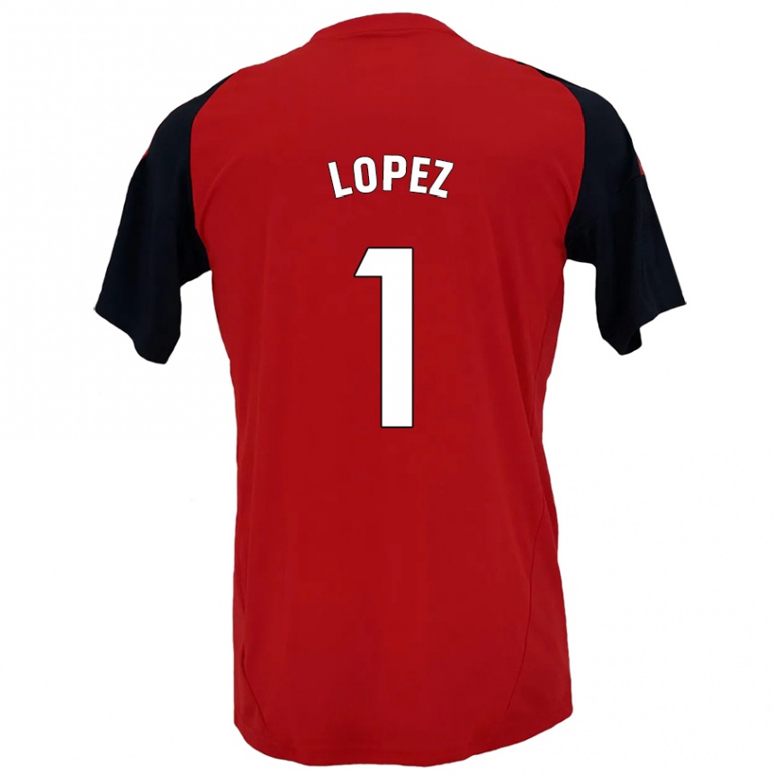 Kids Football Luis López #1 Red Black Home Jersey 2024/25 T-Shirt Nz