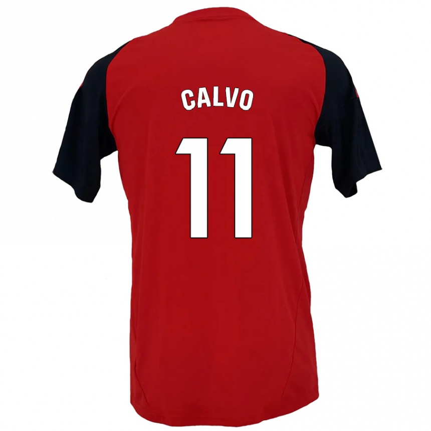 Kids Football Álex Calvo #11 Red Black Home Jersey 2024/25 T-Shirt Nz