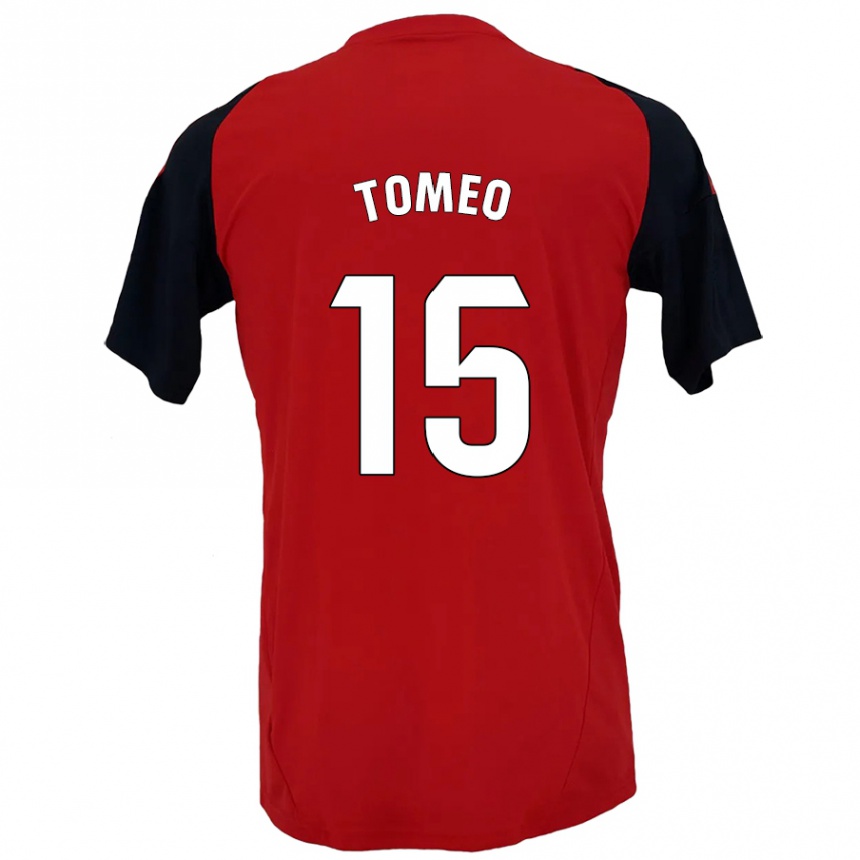 Kids Football Pablo Tomeo #15 Red Black Home Jersey 2024/25 T-Shirt Nz