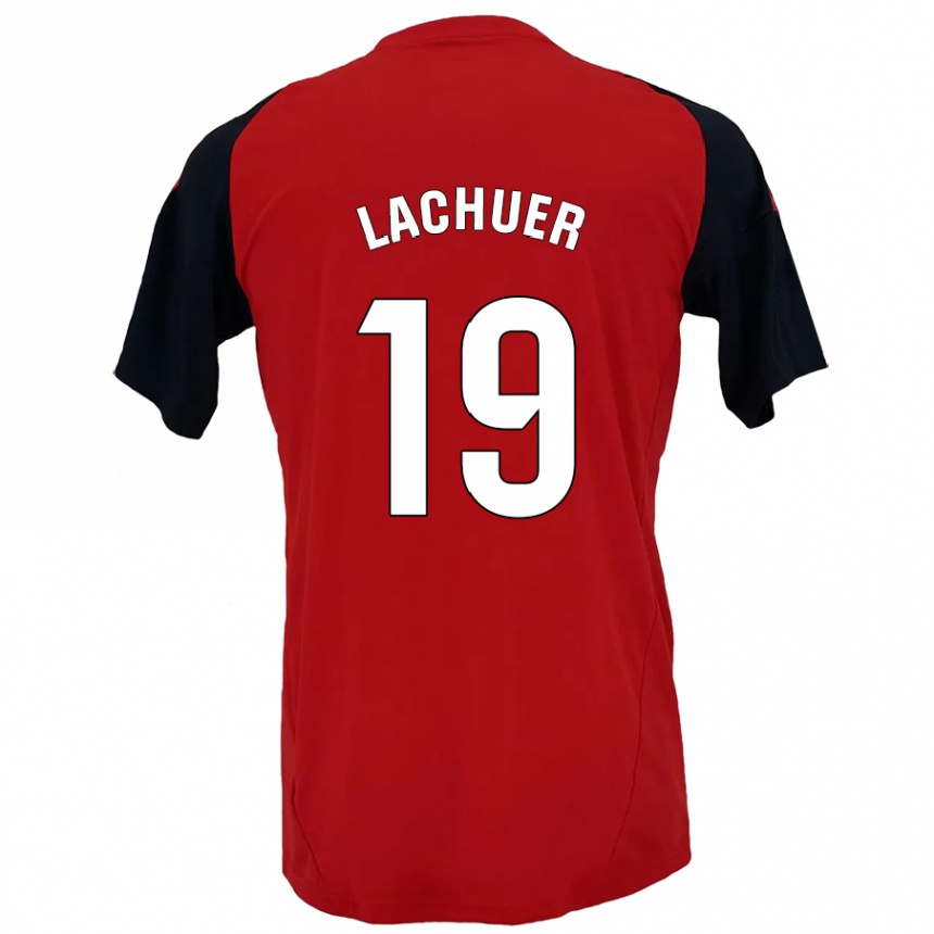 Kids Football Mathis Lachuer #19 Red Black Home Jersey 2024/25 T-Shirt Nz