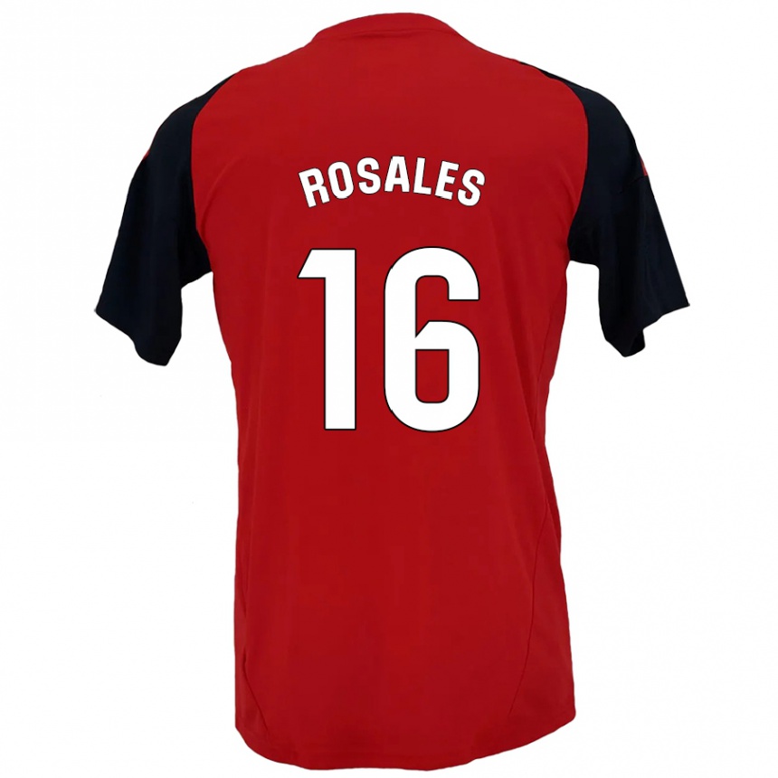 Kids Football Diego Rosales #16 Red Black Home Jersey 2024/25 T-Shirt Nz