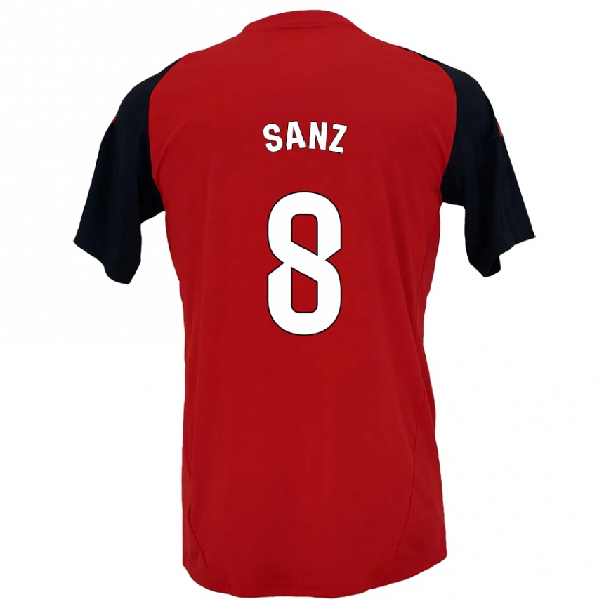 Kids Football Álvaro Sanz #8 Red Black Home Jersey 2024/25 T-Shirt Nz