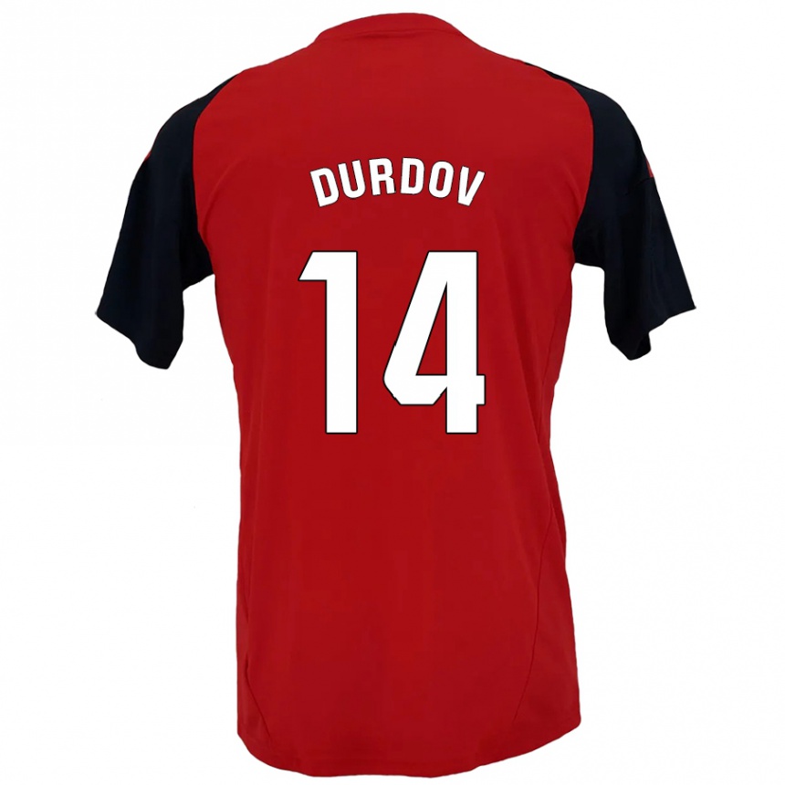 Kids Football Ivan Durdov #14 Red Black Home Jersey 2024/25 T-Shirt Nz