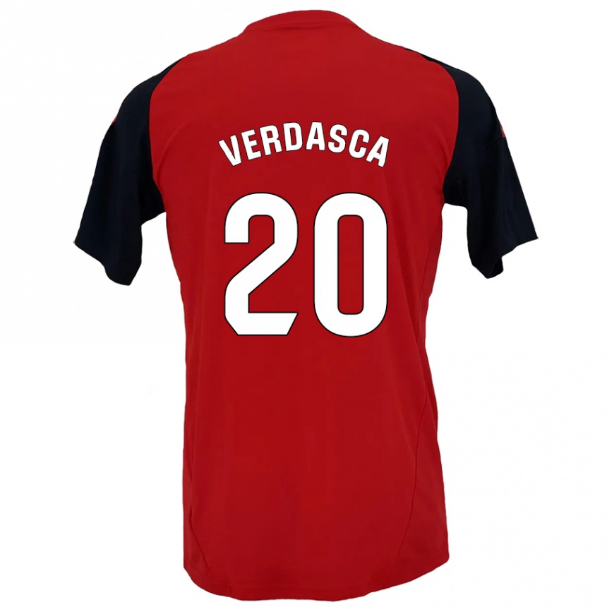 Kids Football Diogo Verdasca #20 Red Black Home Jersey 2024/25 T-Shirt Nz