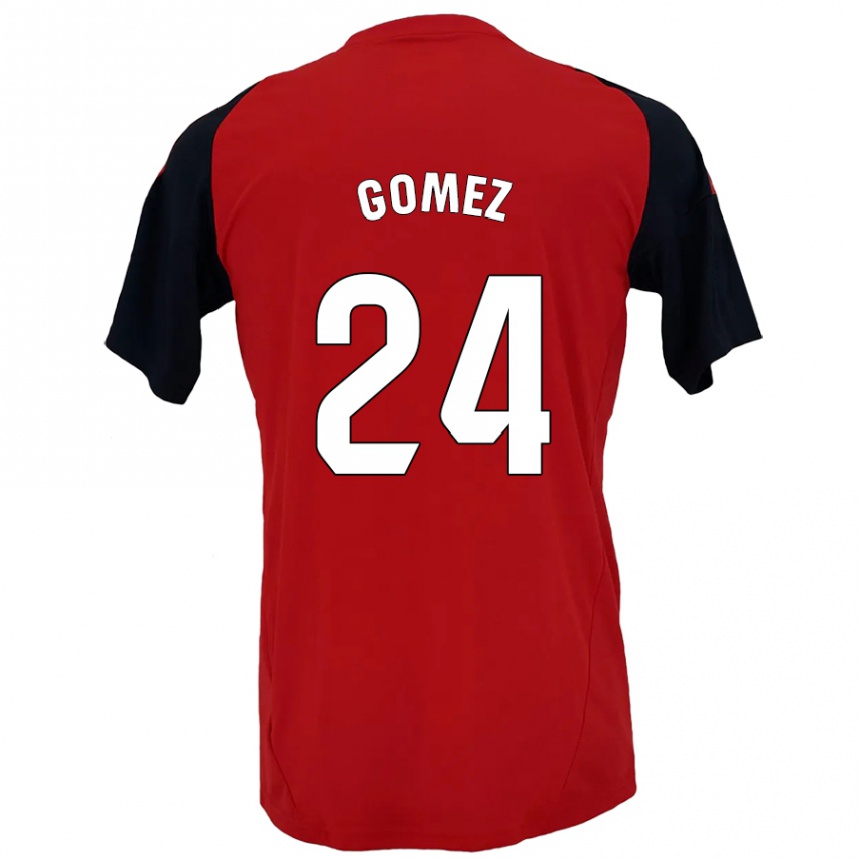 Kids Football Jonathan Gómez #24 Red Black Home Jersey 2024/25 T-Shirt Nz