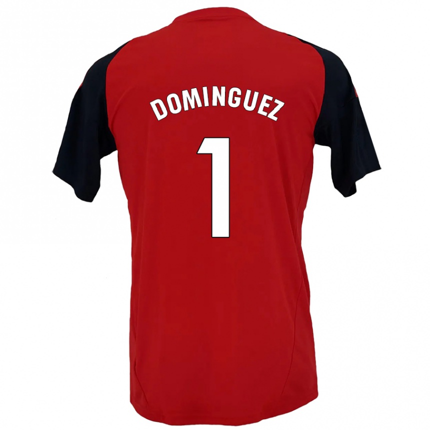 Kids Football Iago Domínguez #1 Red Black Home Jersey 2024/25 T-Shirt Nz