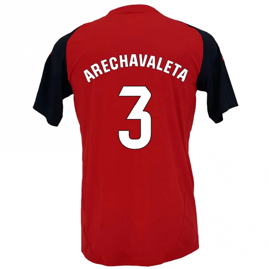 Kids Football Jorge Arechavaleta #3 Red Black Home Jersey 2024/25 T-Shirt Nz