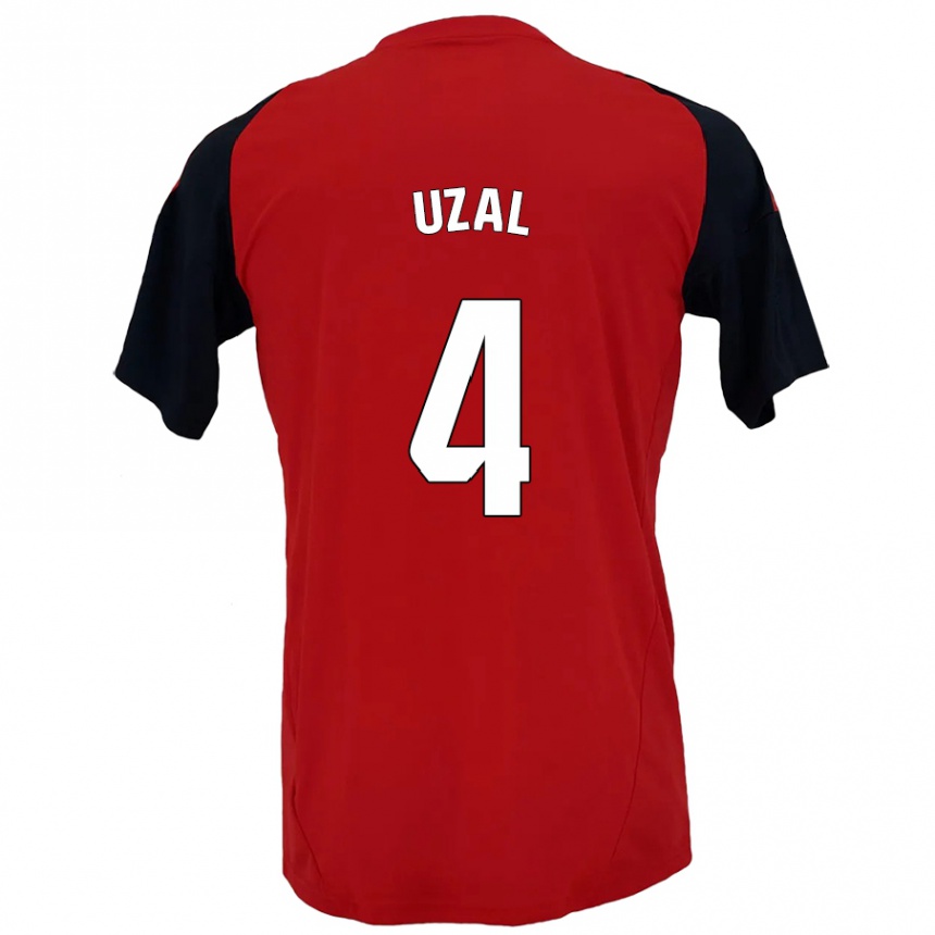 Kids Football Yeray Uzal #4 Red Black Home Jersey 2024/25 T-Shirt Nz