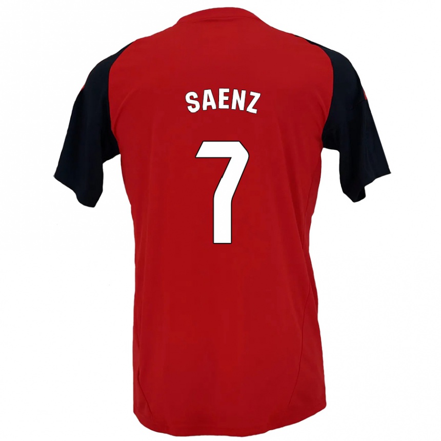 Kids Football Raúl Sáenz #7 Red Black Home Jersey 2024/25 T-Shirt Nz