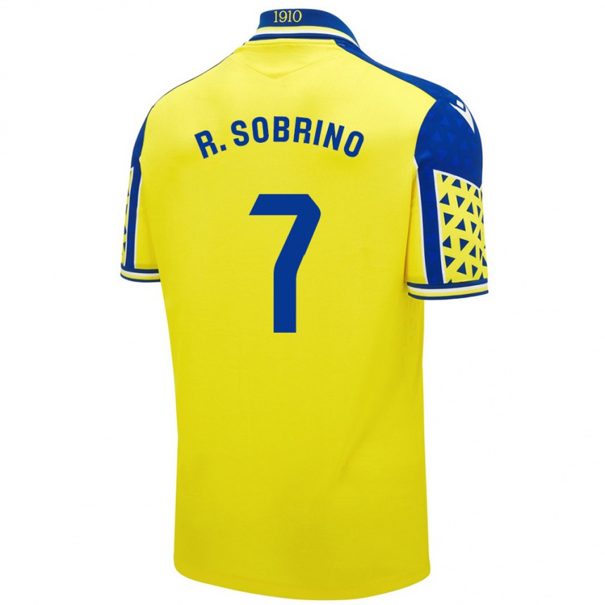 Kids Football Rubén Sobrino #7 Yellow Blue Home Jersey 2024/25 T-Shirt Nz