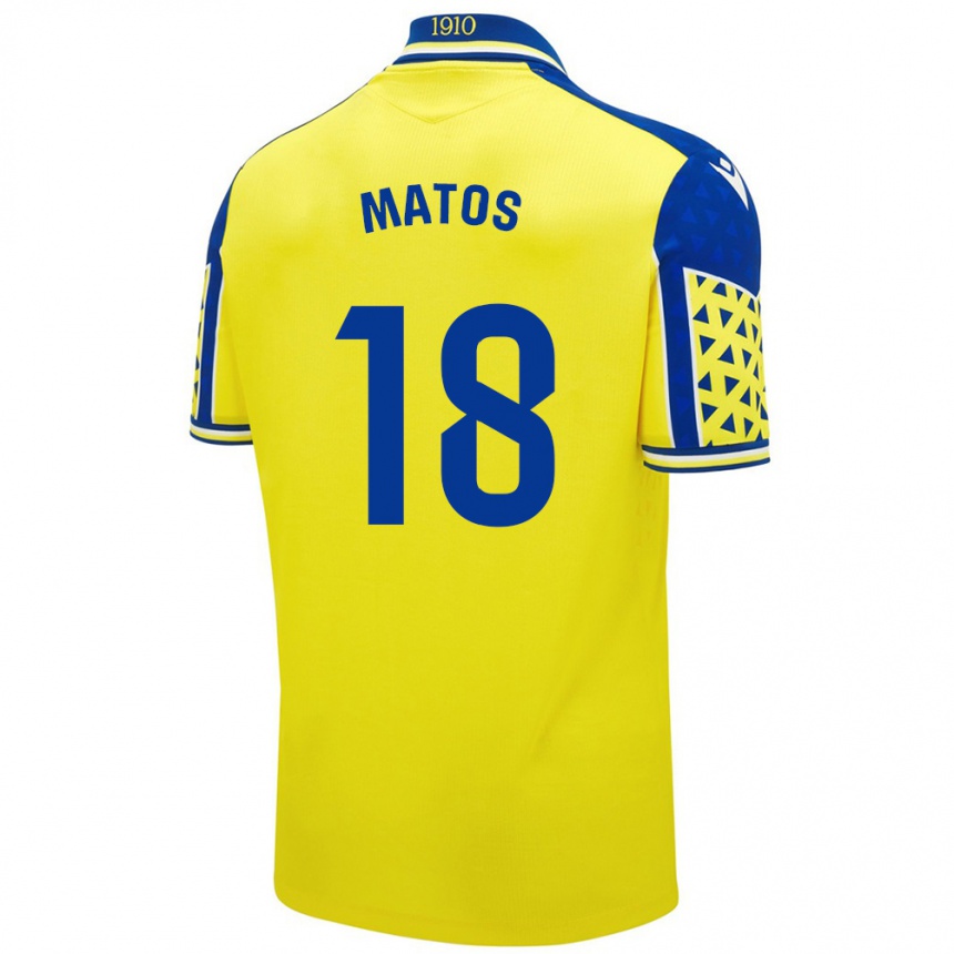 Kids Football José Matos #18 Yellow Blue Home Jersey 2024/25 T-Shirt Nz