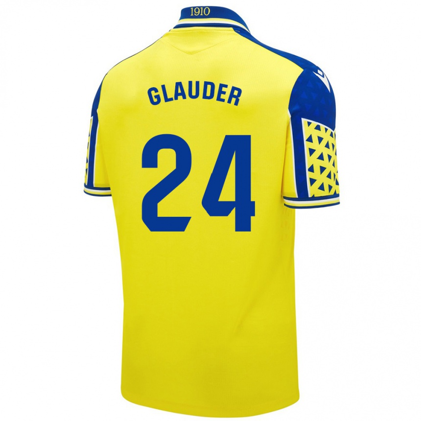 Kids Football Cristian Glauder #24 Yellow Blue Home Jersey 2024/25 T-Shirt Nz