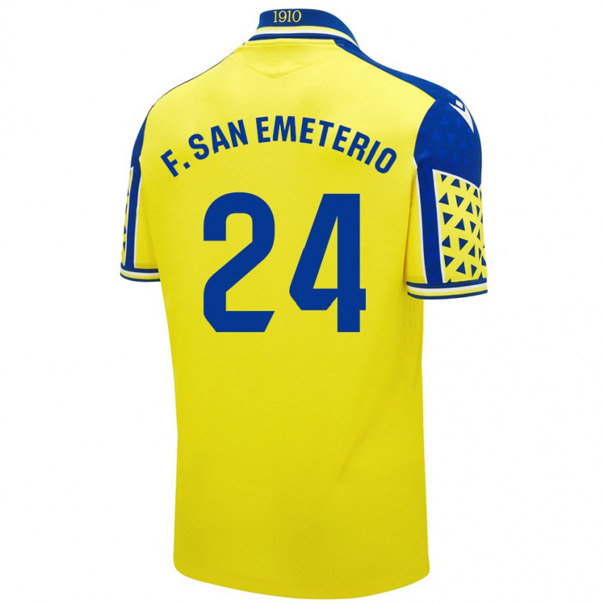 Kids Football Fede San Emeterio #24 Yellow Blue Home Jersey 2024/25 T-Shirt Nz