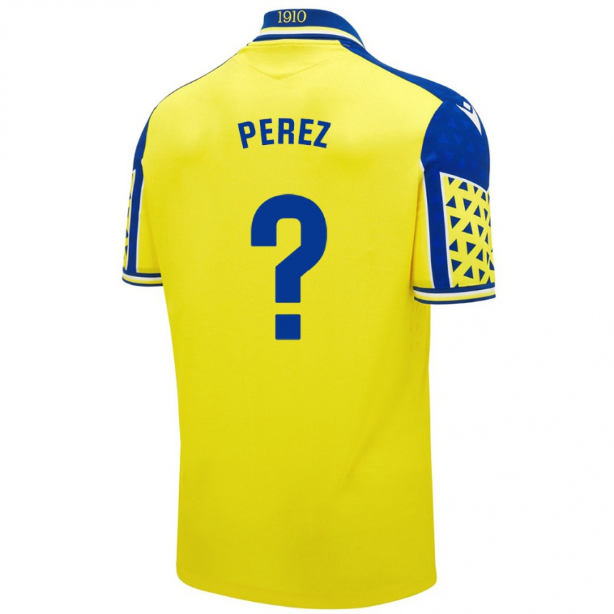 Kids Football Ángel Pérez #0 Yellow Blue Home Jersey 2024/25 T-Shirt Nz