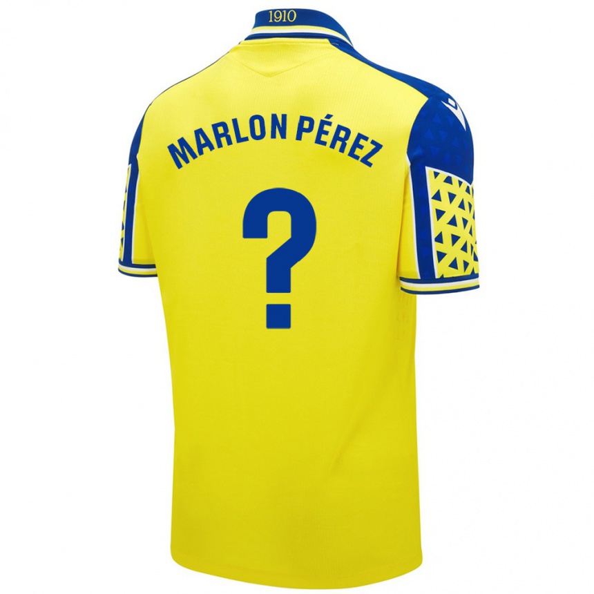 Kids Football Marlon Pérez #0 Yellow Blue Home Jersey 2024/25 T-Shirt Nz