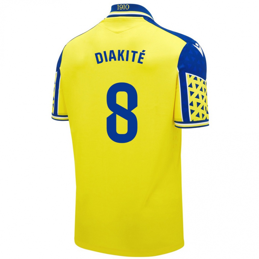 Kids Football Moussa Diakité #8 Yellow Blue Home Jersey 2024/25 T-Shirt Nz