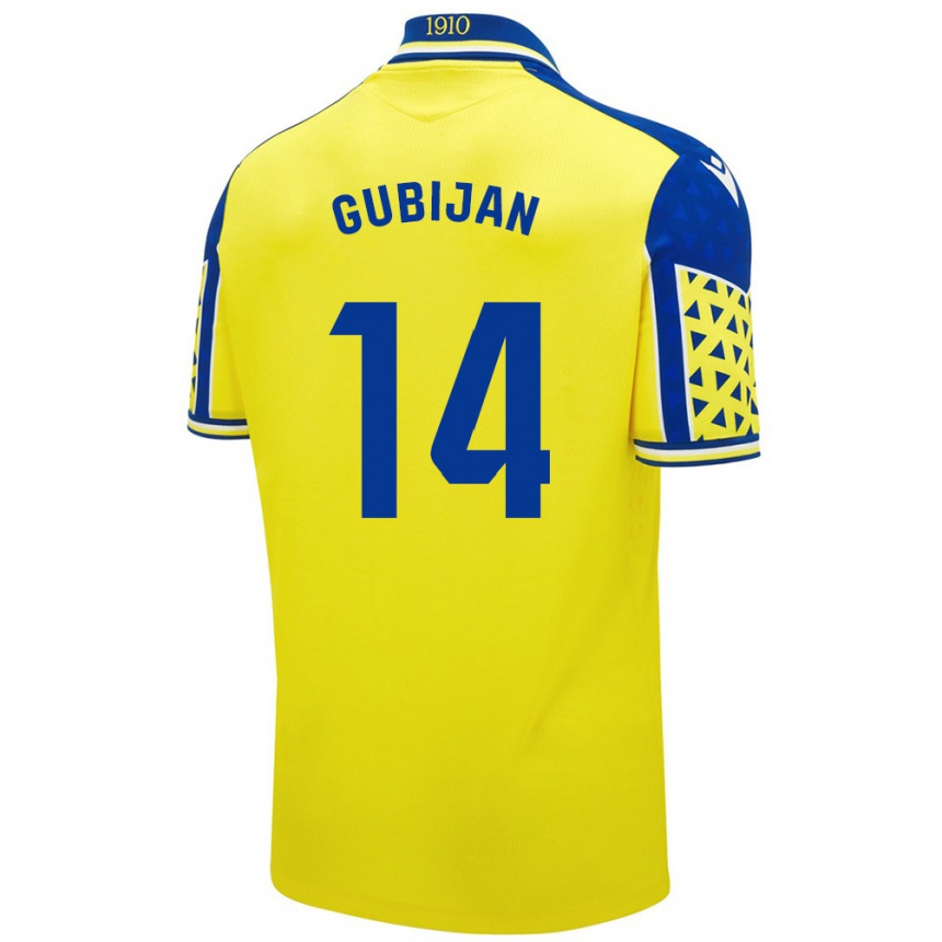 Kids Football Lovro Gubijan #14 Yellow Blue Home Jersey 2024/25 T-Shirt Nz