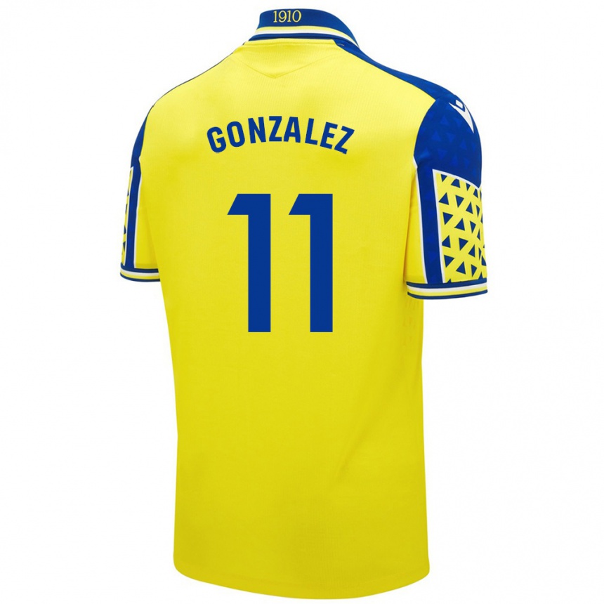 Kids Football Chus González #11 Yellow Blue Home Jersey 2024/25 T-Shirt Nz