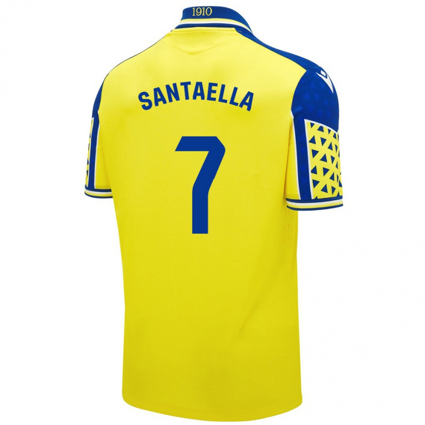 Kids Football Natalia Santaella Picón #7 Yellow Blue Home Jersey 2024/25 T-Shirt Nz