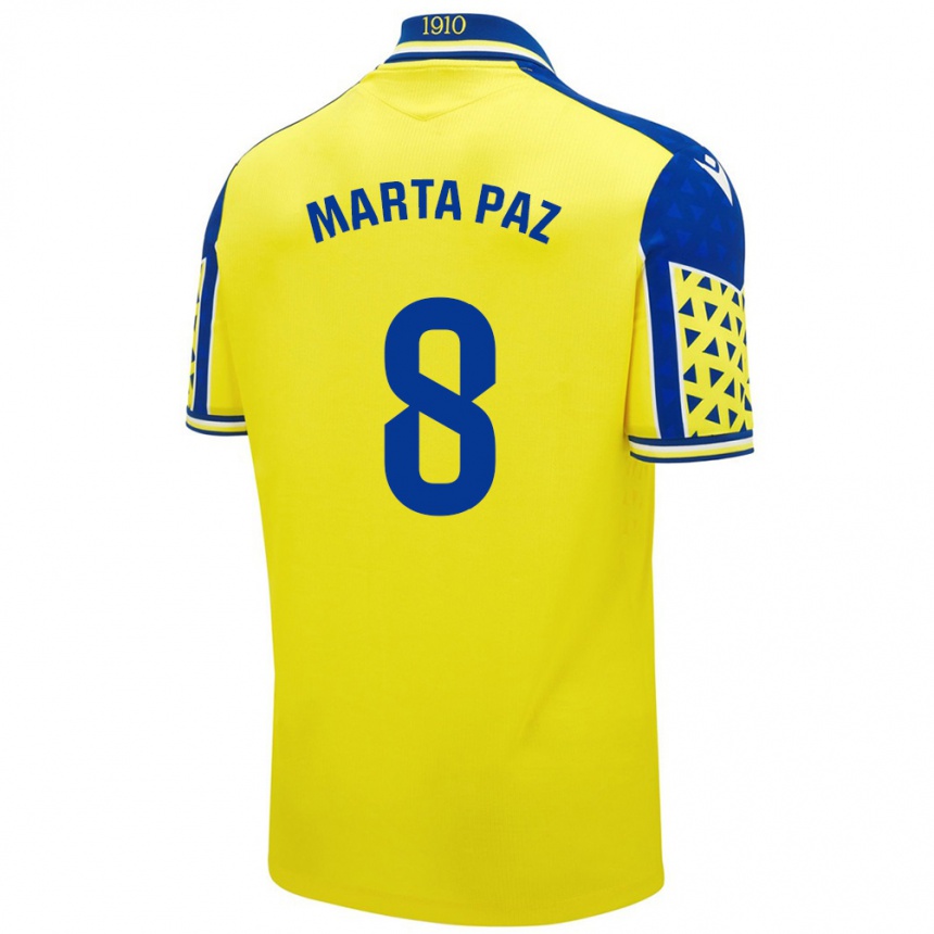 Kids Football Marta Milagros Paz Cruz #8 Yellow Blue Home Jersey 2024/25 T-Shirt Nz