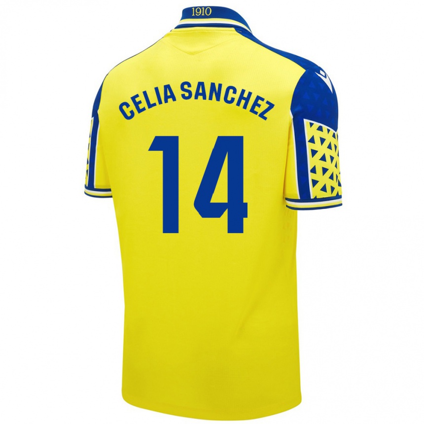 Kids Football Celia Sánchez García #14 Yellow Blue Home Jersey 2024/25 T-Shirt Nz