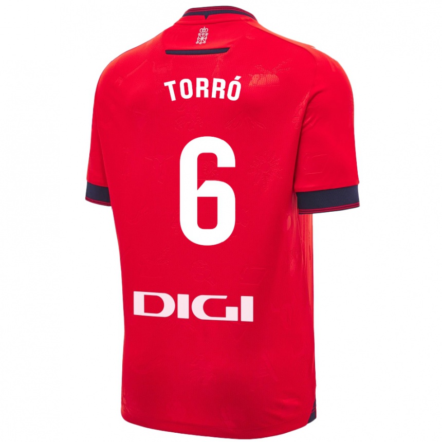 Kids Football Lucas Torró #6 Red White Home Jersey 2024/25 T-Shirt Nz