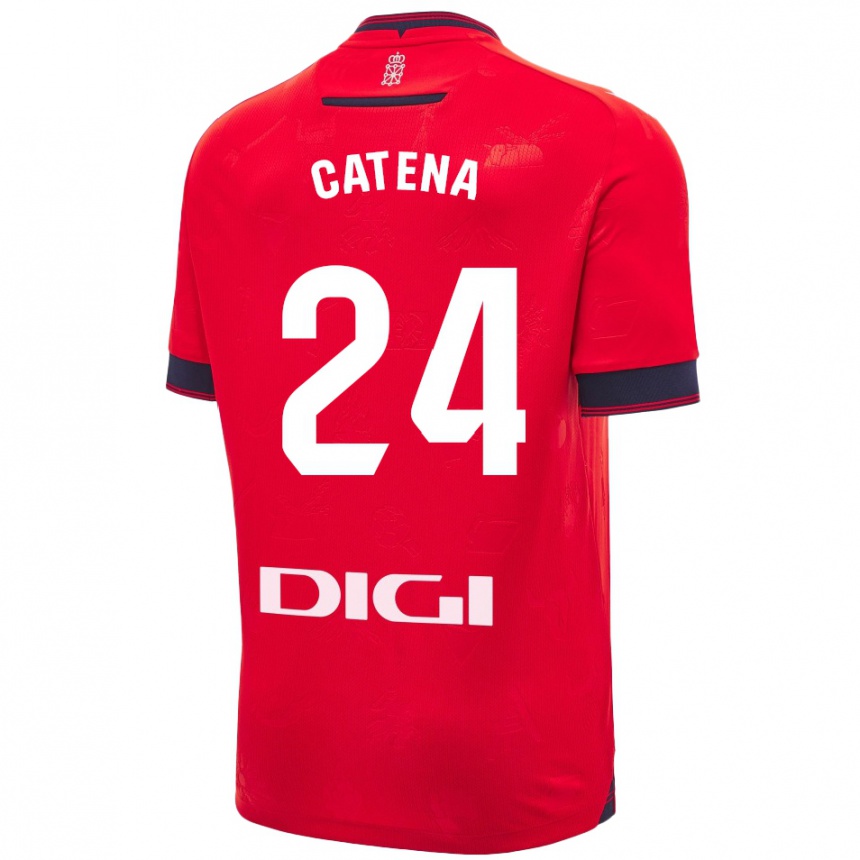 Kids Football Alejandro Catena #24 Red White Home Jersey 2024/25 T-Shirt Nz