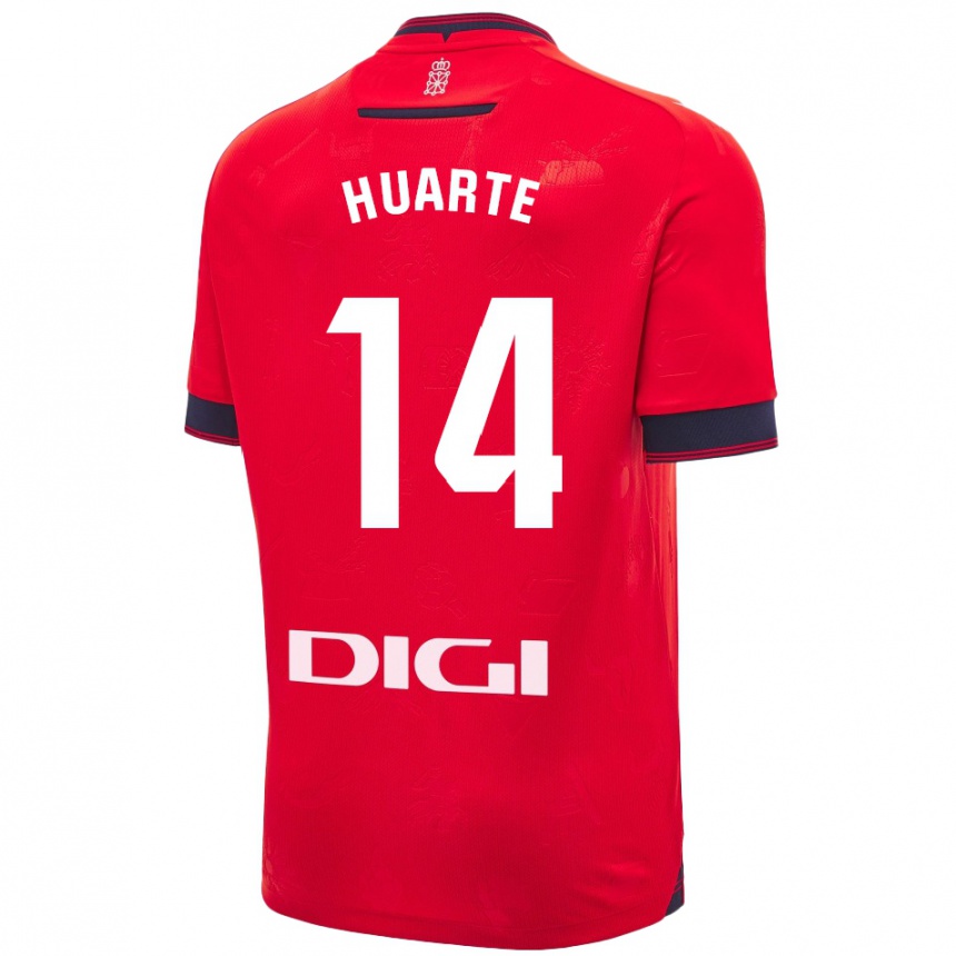 Kids Football Xabi Huarte #14 Red White Home Jersey 2024/25 T-Shirt Nz