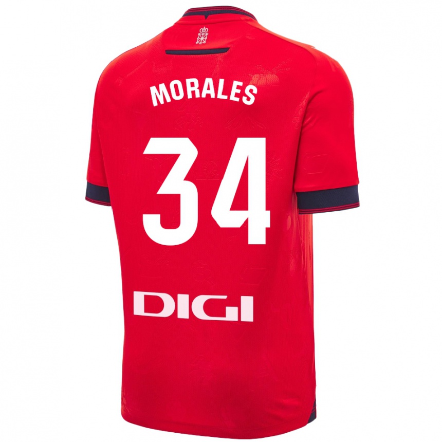 Kids Football Anai Morales #34 Red White Home Jersey 2024/25 T-Shirt Nz