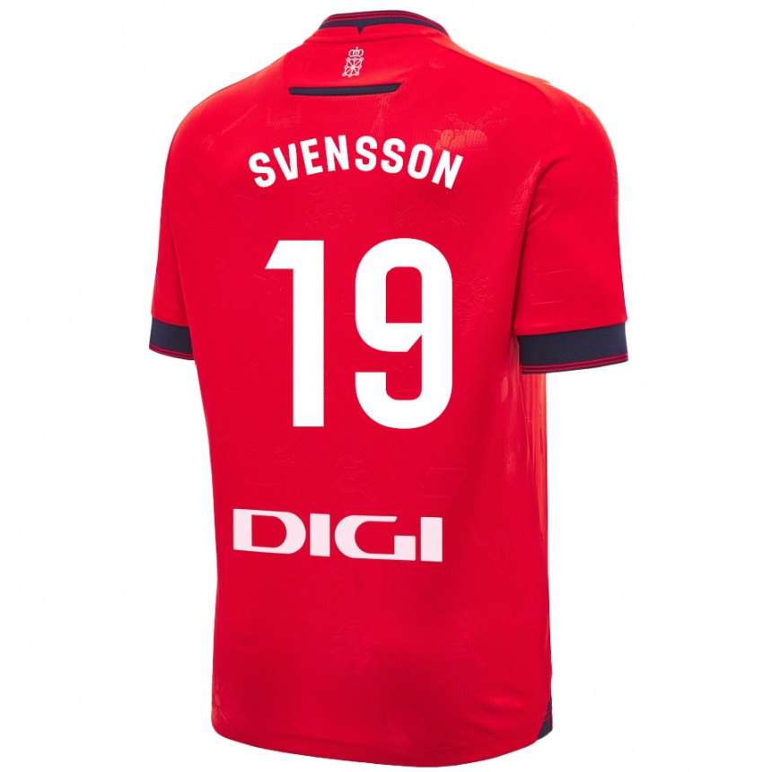 Kids Football Max Svensson #19 Red White Home Jersey 2024/25 T-Shirt Nz