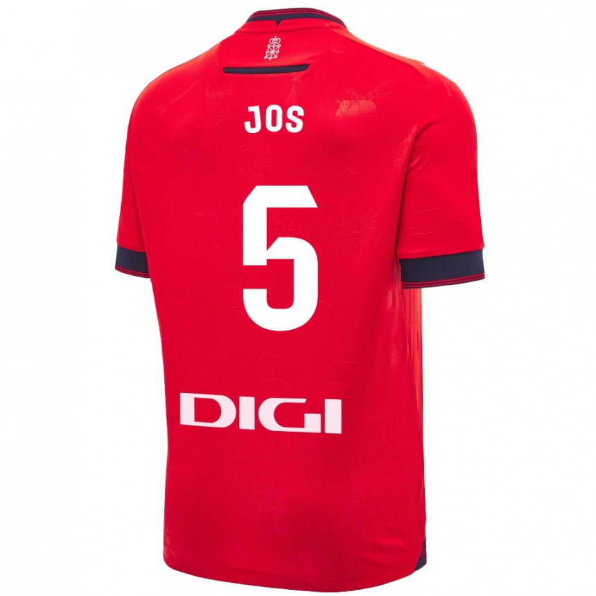 Kids Football Josune Urdaniz Maurin #5 Red White Home Jersey 2024/25 T-Shirt Nz