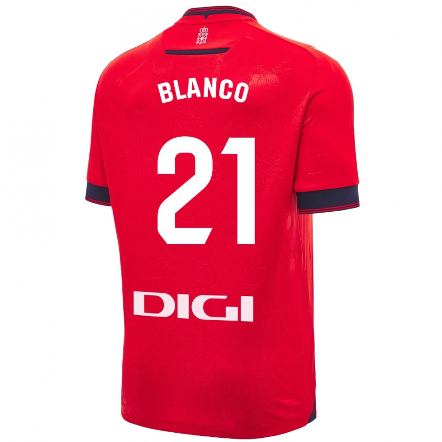 Kids Football Alexia Blanco Llacuno #21 Red White Home Jersey 2024/25 T-Shirt Nz