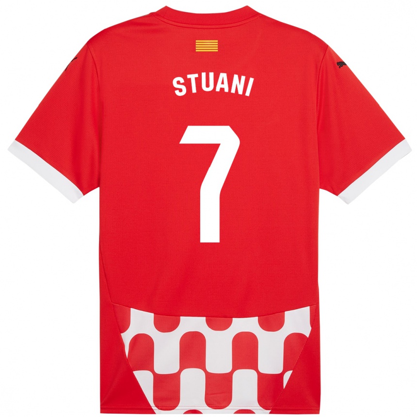 Kids Football Cristhian Stuani #7 Red White Home Jersey 2024/25 T-Shirt Nz